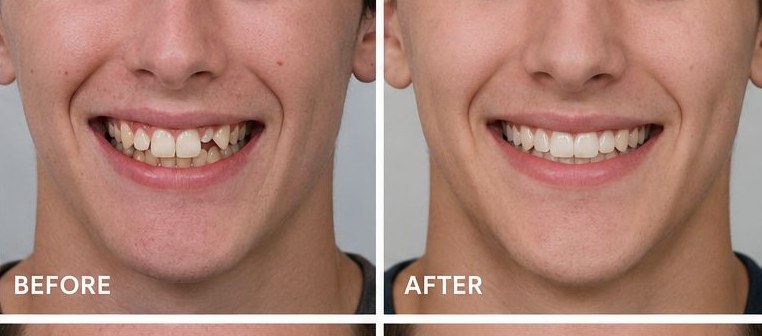 Spacing & Bite Improvement before and after braces